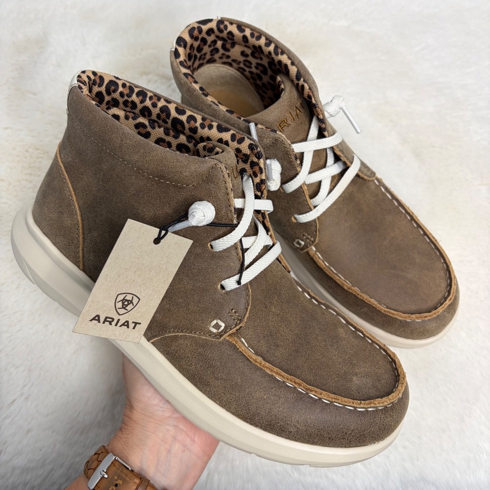 Ariat Hilo Distressed Brown Leopard Print Chukka Boots 10061169 Womens 7.5B